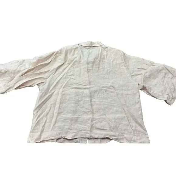 Womens Eileen Fisher Organic Linen Button Collar Top Blouse Pale Pink Small - Picture 2 of 6